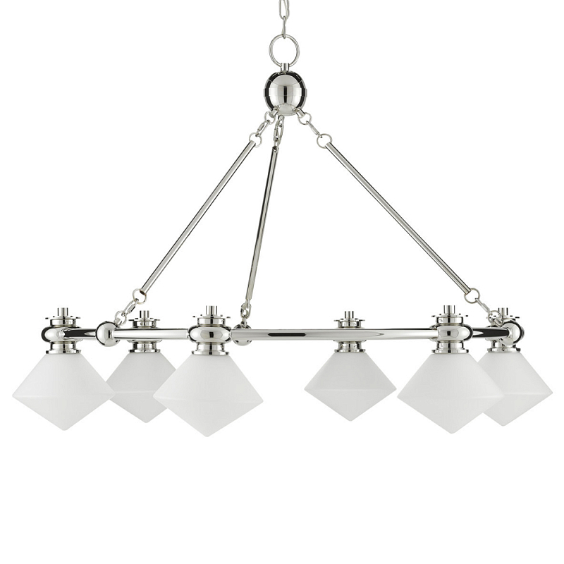 Люстра с ромбовидными плафонами Pointed Diamond Shade Никель Белый Люстра с ромбовидными плафонами Pointed Diamond Shade Никель Белый в Воронеже | Loft Concept