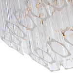 Люстра подвесная многослойная с прозрачными хрустальными трубками и золотистым каркасом Hexagon Tube Light варинант исполнения - 3 | Loft Concept в Воронеже