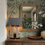 Настольная лампа с основанием из натурального камня c серым прямоугольным абажуром Lapis Tiburtinus варинант исполнения - 5 | Loft Concept в Воронеже