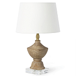 Настольная лампа деревянная с белым абажуром Wooden Table Lamp варинант исполнения - 2 | Loft Concept в Воронеже