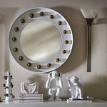 Зеркало белое с круглыми золотыми декоративными элементами Prince of the Church варинант исполнения - 3 | Loft Concept в Воронеже