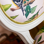 Стул светло-серый из натурального бука с изображением птиц и цветов Blooming Blue Birds варинант исполнения - 3 | Loft Concept в Воронеже