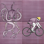 Плитка с узором Осьминог велосипедист варинант исполнения - 1 | Loft Concept в Воронеже