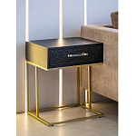 Приставной столик с резным узором на выдвижном ящике Black Table Carved Pattern варинант исполнения - 7 | Loft Concept в Воронеже