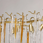 Люстра линейная золотого цвета с декоративными ветвями и длинными стеклянными подвесками в форме сосулек Droplet Chandelier варинант исполнения - 8 | Loft Concept в Воронеже