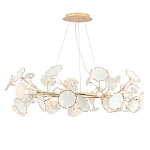 Люстра круглая с белыми лепестками из керамики и прозрачными хрустальными цветками Диаметр 82 см Wintery flovers варинант исполнения - 3 | Loft Concept в Воронеже