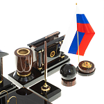 Настольный письменный набор с часами из природного камня обсидиана Peace Contract варинант исполнения - 5 | Loft Concept в Воронеже