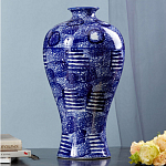 Ваза из фарфора сине-белого цвета Blue & White Ornament  варинант исполнения - 4 | Loft Concept в Воронеже