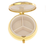 Таблетница карманная круглая с 3-мя отделениями и накладкой из натурального камня Серафинит Gold Stone Pillboxes варинант исполнения - 3 | Loft Concept в Воронеже