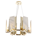 Люстра подвесная круглая с мраморными прямоугольными вставками и золотым основанием Диаметр 55 см Marble square Chandelier варинант исполнения - 1 | Loft Concept в Воронеже