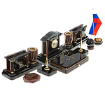 Настольный письменный набор с часами из природного камня обсидиана Peace Contract варинант исполнения - 2 | Loft Concept в Воронеже