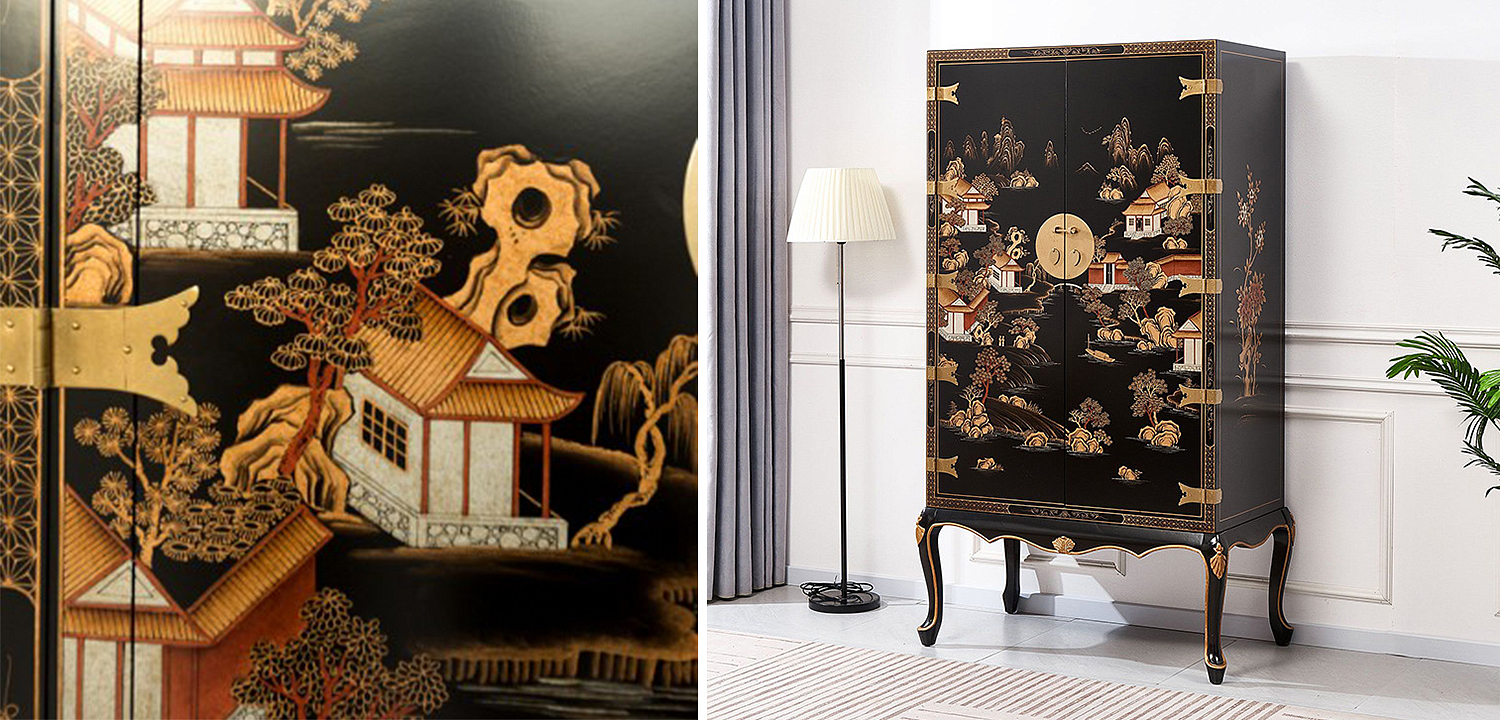 Черный Шкаф в Китайском стиле Chinese Village Cabinet Черный Шкаф в Китайском стиле Chinese Village Cabinet - Loft-Concept в Воронеже