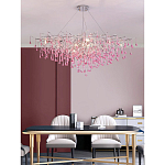 Люстра овальная с розовыми стеклянными подвесками в форме капель FAIRYTREE Light варинант исполнения - 4 | Loft Concept в Воронеже