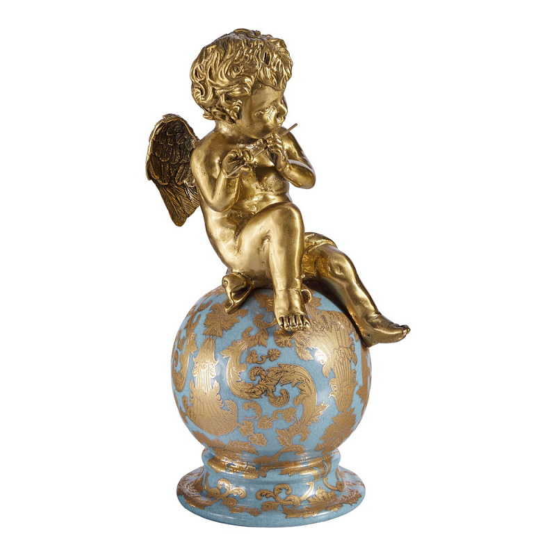 Фигурка Ангел с флейтой на шаре Seraphic Бронза Голубой в Воронеже | Loft Concept 