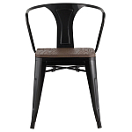 Черный глянцевый стул с сиденьем из натурального дерева TOLIX варинант исполнения - 2 | Loft Concept в Воронеже