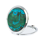 Зеркало карманное складное круглое из натурального камня Малахит с Хризоколлой в подарочной упаковке Silver Stone Mirrors варинант исполнения - 2 | Loft Concept в Воронеже