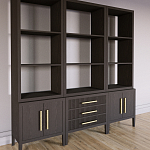 Модульный стеллаж Primo из трех составных элементов Темный орех варинант исполнения - 3 | Loft Concept в Воронеже