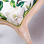 Банкетка из натурального бука золотистая с изображением птиц и цветов Blooming Birds варинант исполнения - 2 | Loft Concept в Воронеже