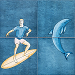 Плитка с узором Дельфин Серфингист варинант исполнения - 1 | Loft Concept в Воронеже