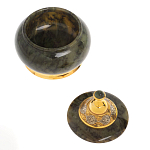 Икорница с крышкой с гравировкой из натурального камня Нефрит Decorative Cavair Dishes варинант исполнения - 7 | Loft Concept в Воронеже