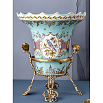 Ваза из голубого фарфора с рисунком птиц и цветов и декоративными элементами Blue Garden варинант исполнения - 7 | Loft Concept в Воронеже