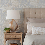 Настольная лампа на прозрачным основании с тканевым конусообразным абажуром Cream варинант исполнения - 2 | Loft Concept в Воронеже