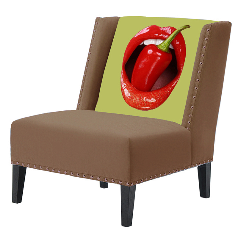 FUN Armchair "Chili Pepper" Beige Дизайнерское кресло с цветным принтом Бежевый в Воронеже | Loft Concept 