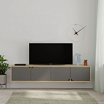 ТВ-тумба подвесная цвета древесины с 4-мя темно-серыми дверцами SPARK TV STAND OAK ANTHRACITE варинант исполнения - 1 | Loft Concept в Воронеже