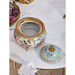 Шкатулка с крышкой из голубого фарфора с риунком птиц и цветов Blue Garden варинант исполнения - 4 | Loft Concept в Воронеже