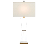 Настольная лампа с прозрачным корпусом и прямоугольным тканевым абажуром Charm and Luxury варинант исполнения - 2 | Loft Concept в Воронеже