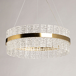 Люстра круглая золотого цвета с прозрачными рельефными стеклянными вставками Textured Glass Chandelier варинант исполнения - 4 | Loft Concept в Воронеже