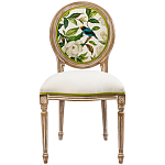 Стул бежевый из натурального бука с изображением птиц и цветов Blooming White Magnolias варинант исполнения - 1 | Loft Concept в Воронеже