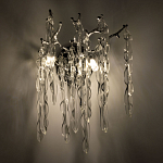 Бра цвета хром с ветвями и прозрачными стеклянными подвесками в виде вытянутых спиральных капель Droplet Chandelier варинант исполнения - 2 | Loft Concept в Воронеже