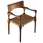 Стул из Ореха с плетеным сидением Kronos Dining Chair Brown варинант исполнения - 1 | Loft Concept в Воронеже