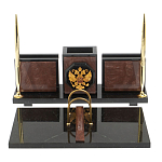 Настольный письменный набор из камня лемезит с гербом России Royal Accessory варинант исполнения - 1 | Loft Concept в Воронеже