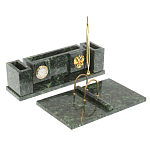 Настольный письменный набор из змеевика с подставкой под календарь и часами Successful Leader варинант исполнения - 2 | Loft Concept в Воронеже