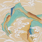 Обои ручная роспись Matsushima Waves Kano on Edo Straw India tea paper варинант исполнения - 1 | Loft Concept в Воронеже