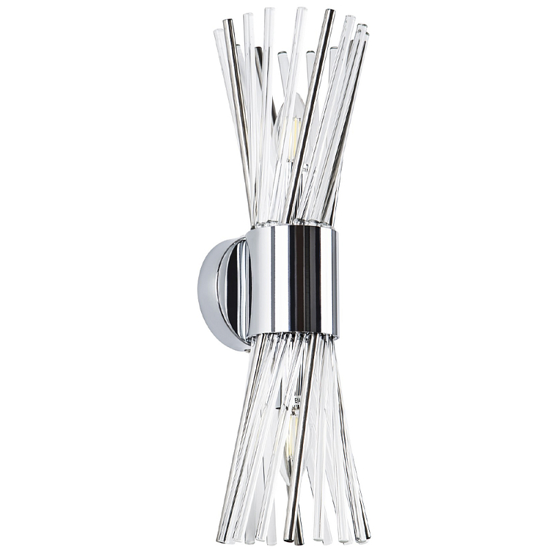Бра с декором в виде хрустальных и металлических трубочек Nembus Glass Chrome Wall Lamp Прозрачный Хром Бра с декором в виде хрустальных и металлических трубочек Nembus Glass Chrome Wall Lamp Прозрачный Хром в Воронеже | Loft Concept