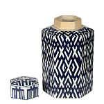 Ваза с крышкой и графическим узором в сине-белых цветах Blue & White Ornament  варинант исполнения - 1 | Loft Concept в Воронеже