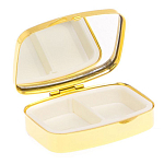 Таблетница карманная прямоугольная с 2-мя отделениями с зеркалом и накладкой из натурального камня Лазурит Gold Stone Pillboxes варинант исполнения - 3 | Loft Concept в Воронеже