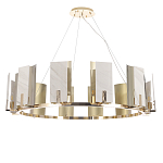 Люстра подвесная круглая с прямоугольными мраморными и золотистыми панелями на металлическом каркасе Диаметр 118 см Marble square Chandelier варинант исполнения - 1 | Loft Concept в Воронеже