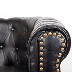 Кресло кожаное с мягкими подлокотниками на 4-х деревянных ножках Logan Leather Armchair black варинант исполнения - 4 | Loft Concept в Воронеже