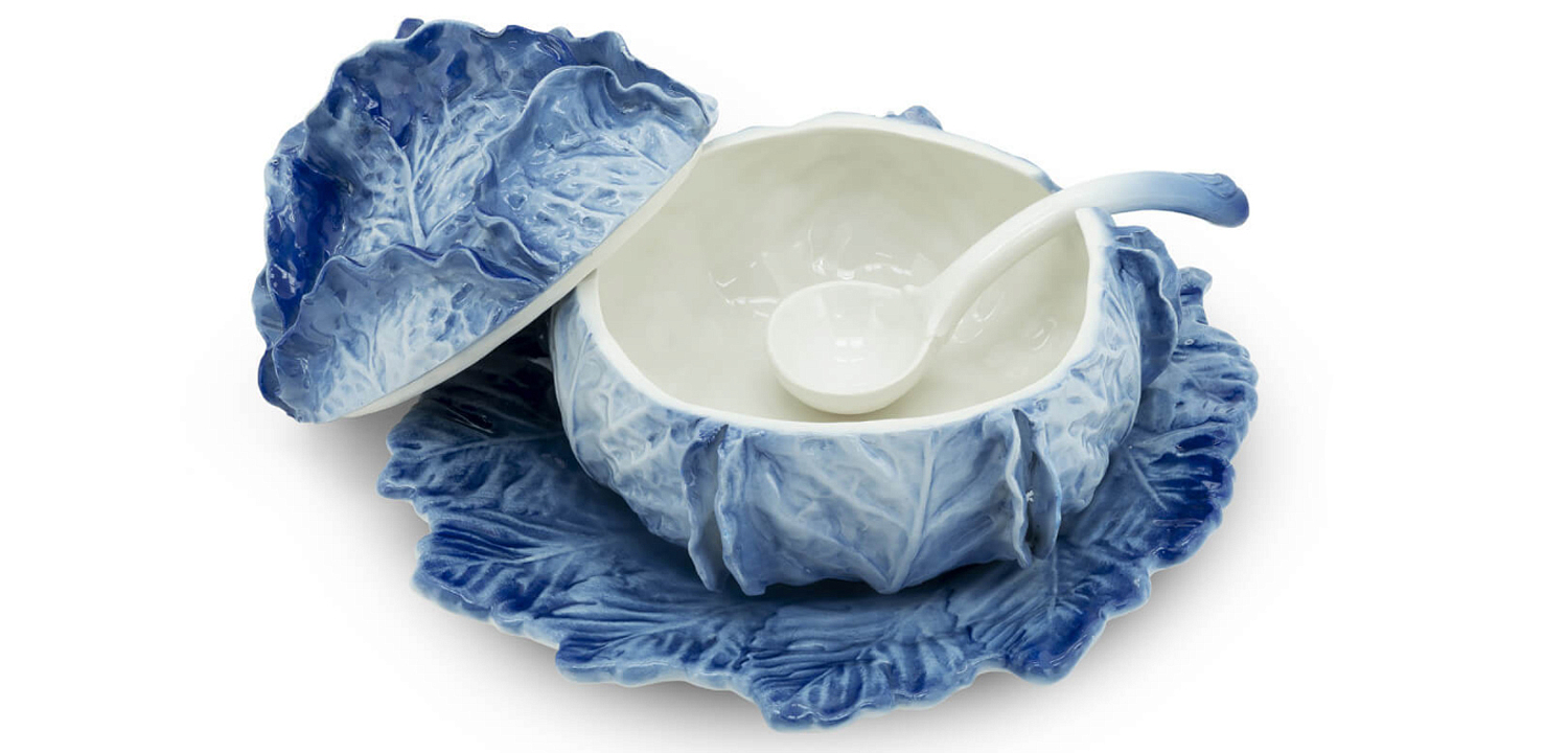 Супница SOUP BOWL CABBAGE W/PLATE D25 Blue Супница SOUP BOWL CABBAGE W/PLATE D25 Blue - Loft-Concept в Воронеже