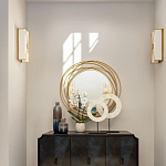 Золотое настенное круглое зеркало Golden Orbit варинант исполнения - 2 | Loft Concept в Воронеже