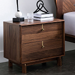 Прикроватный деревянный столик с ящиками Moon Walnut Furniture варинант исполнения - 1 | Loft Concept в Воронеже