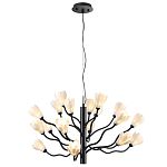 Люстра подвесная черного цвета с ветвями и белыми фарфоровыми цветами Floralis варинант исполнения - 8 | Loft Concept в Воронеже