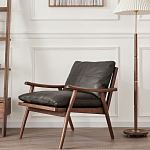 Кресло c каркасом из массива дерева и мягкой кожаной обивкой Walnut Armchair варинант исполнения - 11 | Loft Concept в Воронеже