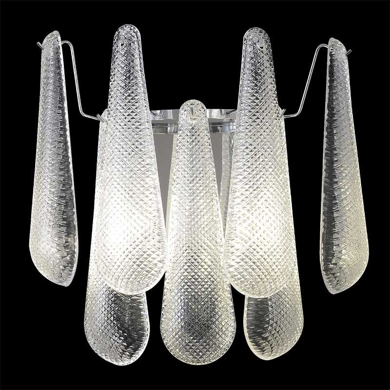 Бра с подвесками из рифленного стекла в форме капель на основании цвета хром Textured Glass Прозрачное Стекло Хром Бра с подвесками из рифленного стекла в форме капель на основании цвета хром Textured Glass Прозрачное Стекло Хром в Воронеже | Loft Concept
