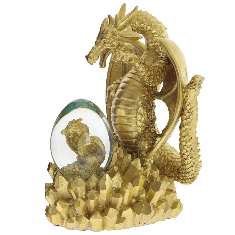 Декоративная статуэтка Дракон Dragon Glass Egg Gold Прозрачное Стекло Золотой в Воронеже | Loft Concept 