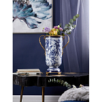 Ваза с бронзовыми ручками и синим цветочным узором Blue & White Ornament варинант исполнения - 5 | Loft Concept в Воронеже